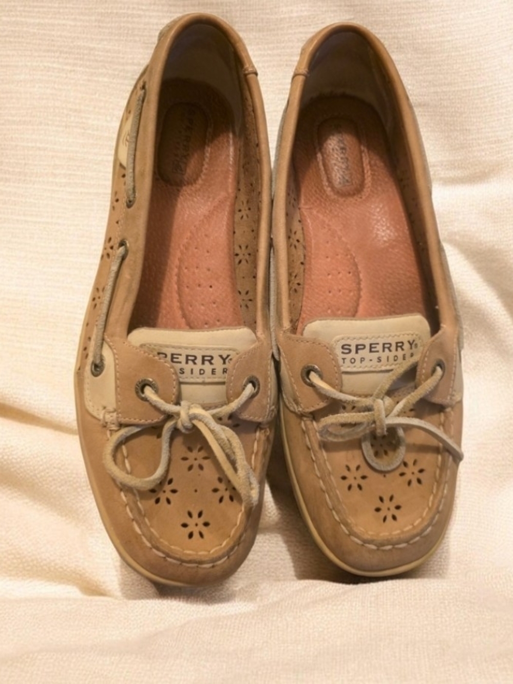 Sperry Women's Tan Perforated Leather Moccasins